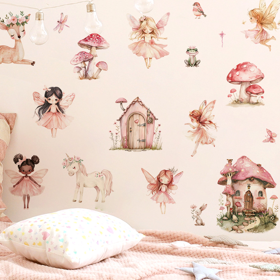 Baby Girl Nursery Quotes - Cartoon Cute Fairy Mushroom House Plant