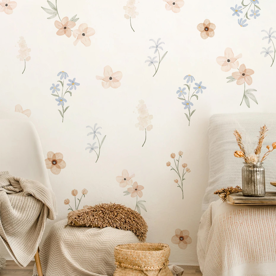 Baby Girl Nursery Quotes - Watercolor Flowers Wall Stickers for Girls