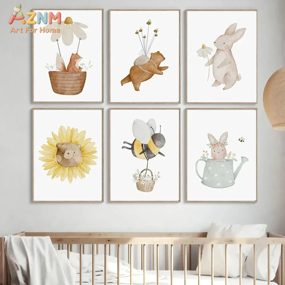 AZNM Watercolor Bear Fox Anima - đánh giá và giá Baby Nursery Frames