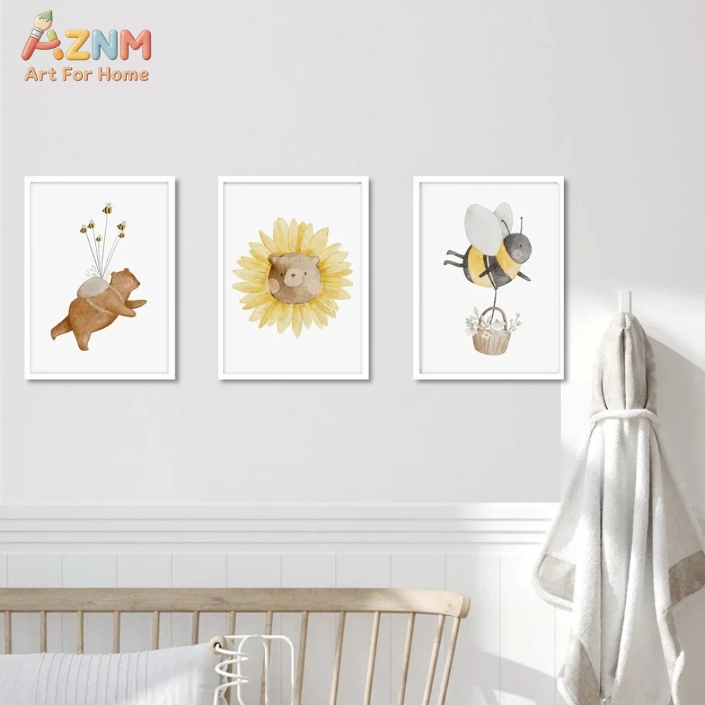 AZNM Watercolor Bear Fox Anima - đánh giá và giá Baby Nursery Frames