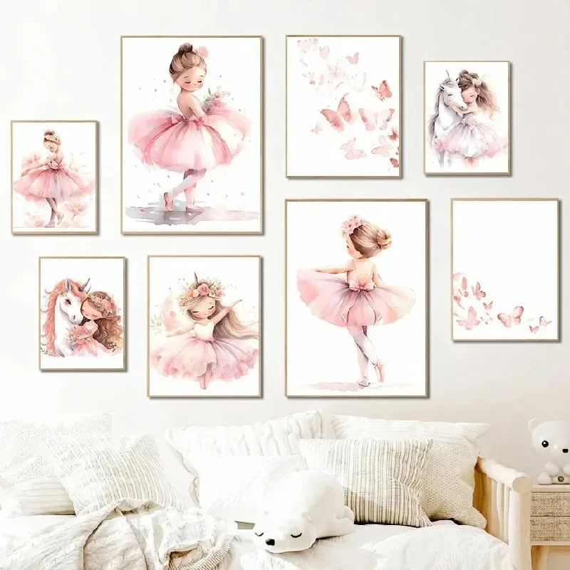 Pink Ballerina Girl Unicorn Bu - đánh giá và giá Baby Nursery Frames