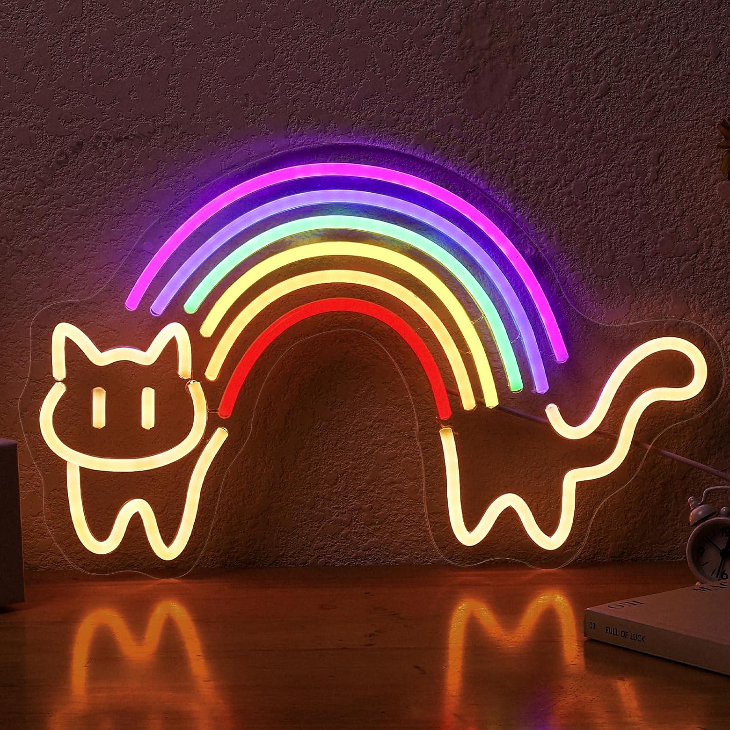 Rainbow Cat Neon Sign Cute Cat - đánh giá và giá Baby Nursery Wall Lights