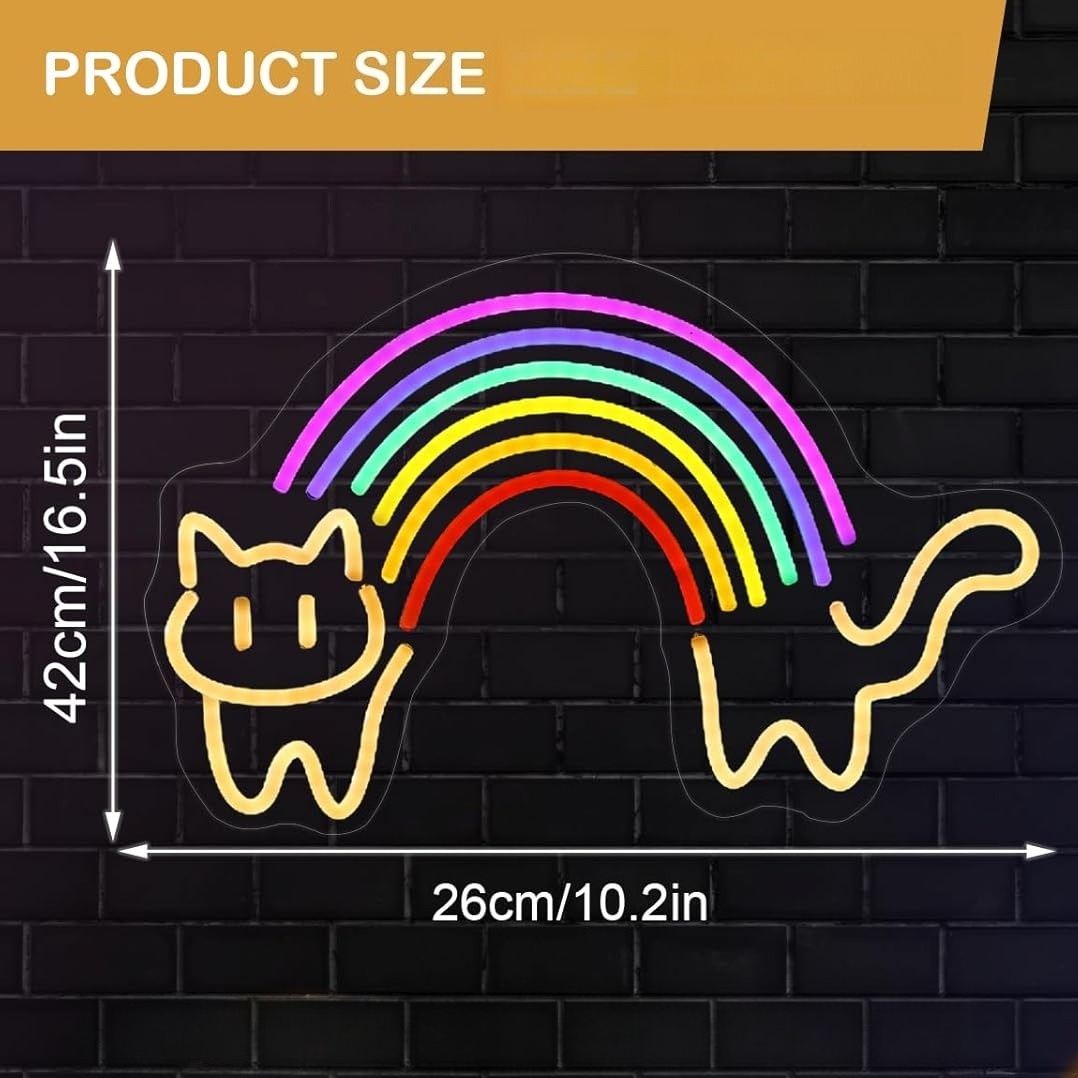 Rainbow Cat Neon Sign Cute Cat - đánh giá và giá Baby Nursery Wall Lights