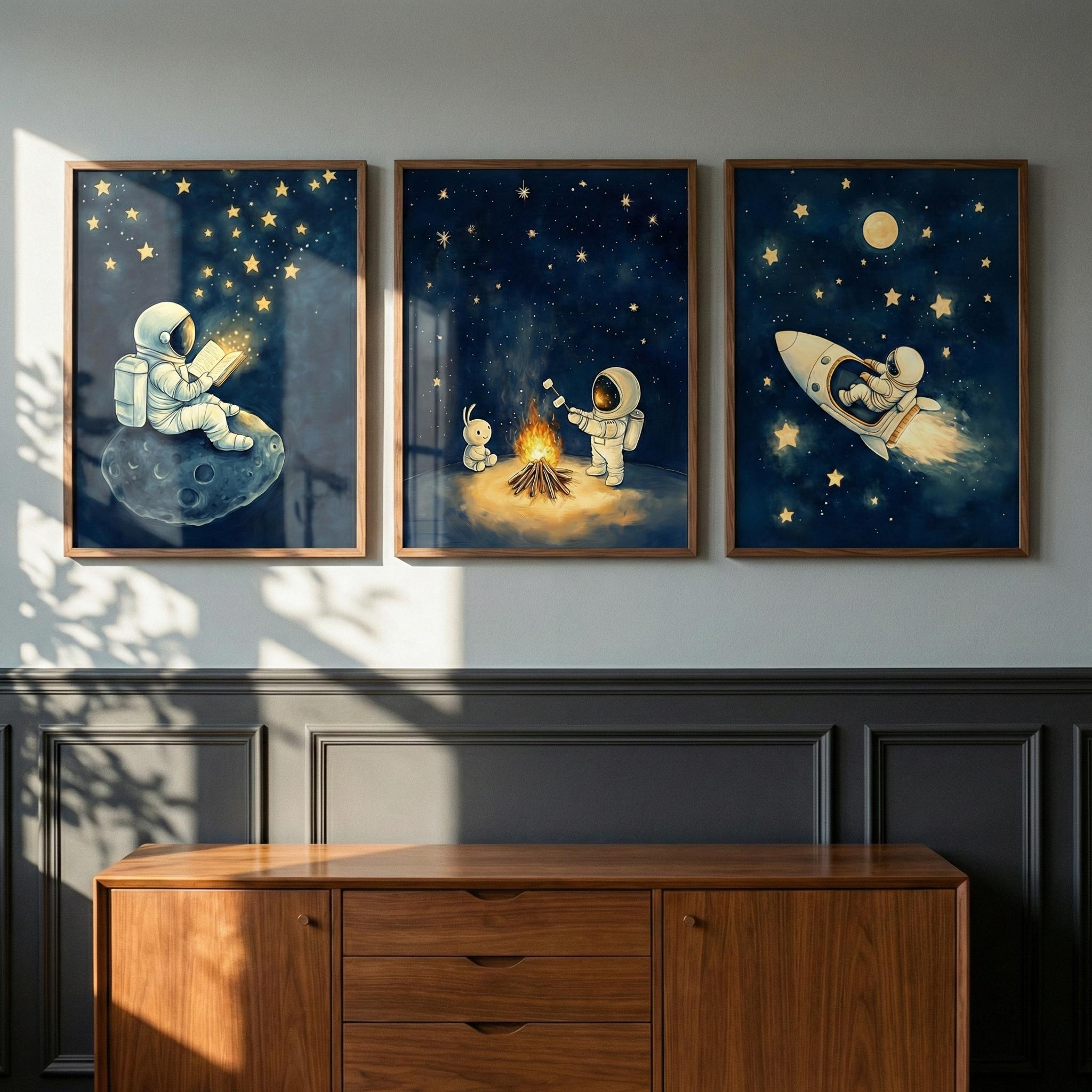 Astronaut Space Wall Art Set o - đánh giá và giá Baby Nursery Frames
