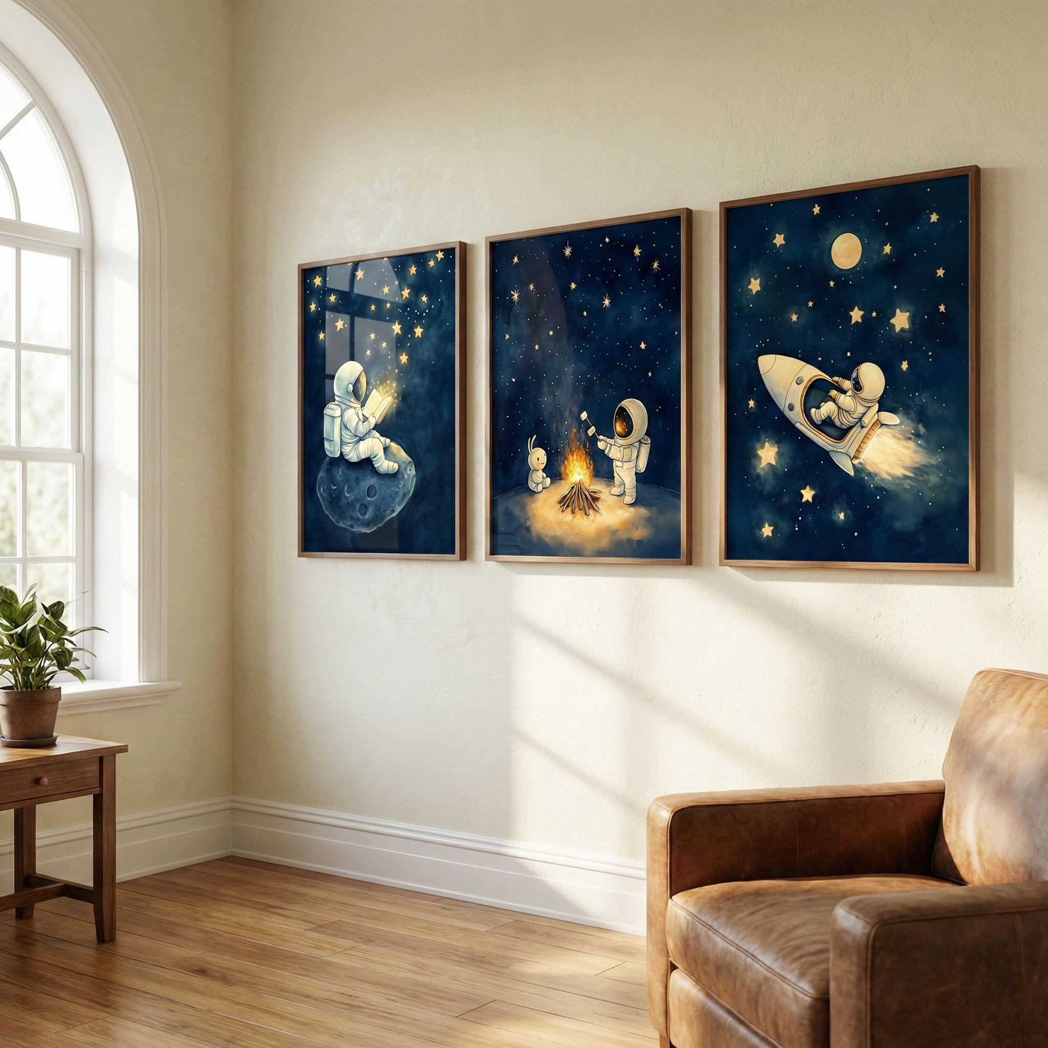 Astronaut Space Wall Art Set o - đánh giá và giá Baby Nursery Frames