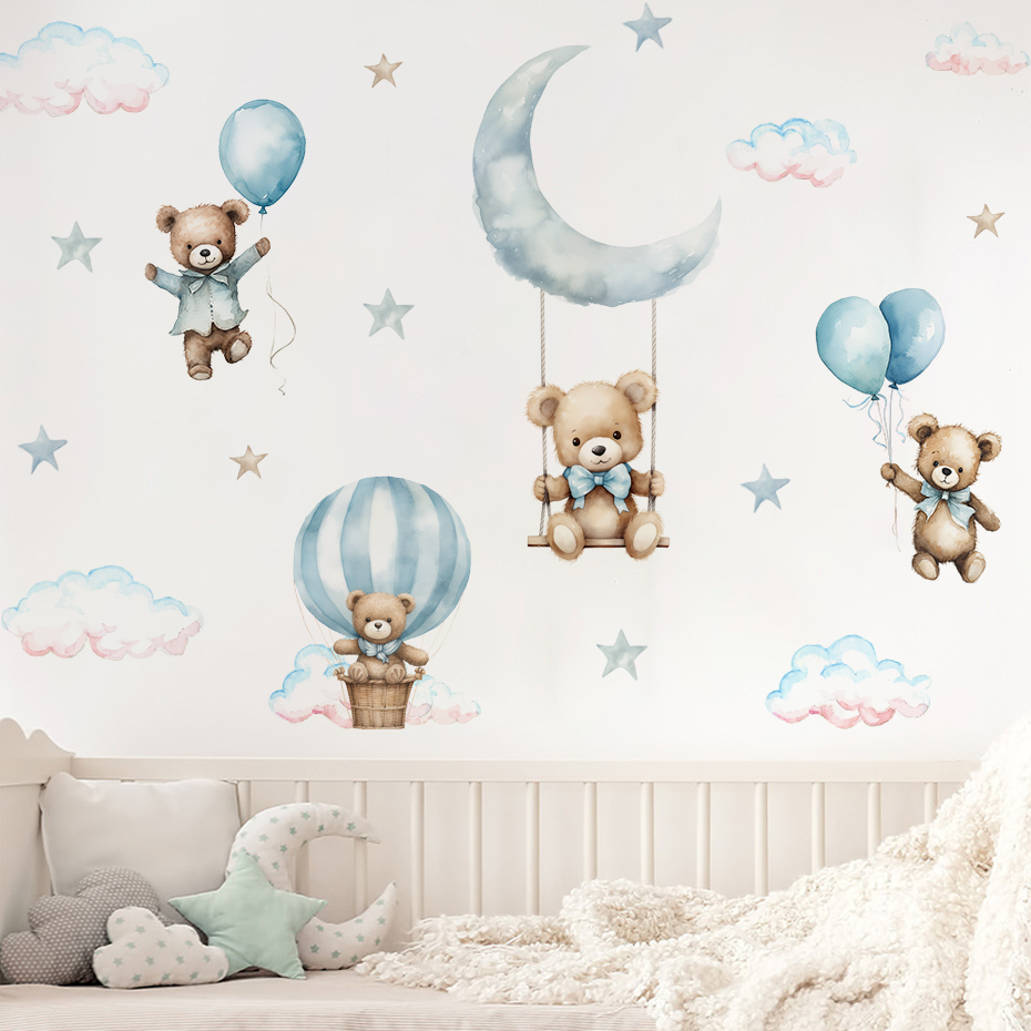 Watercolor Bear Hot Air Balloo - đánh giá và giá Baby Nursery Boy