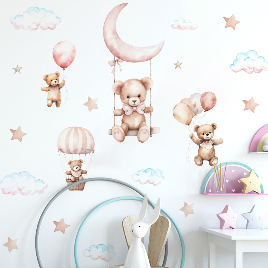 Watercolor Bear Hot Air Balloo - đánh giá và giá Baby Nursery Boy