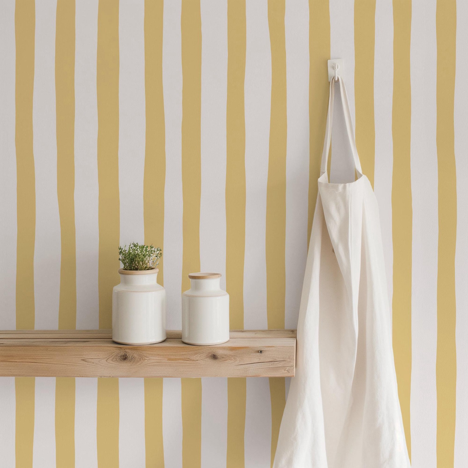 Sunshine Yellow Wobbly Stripes - đánh giá và giá Baby Nursery Peel And Stick Wallpaper