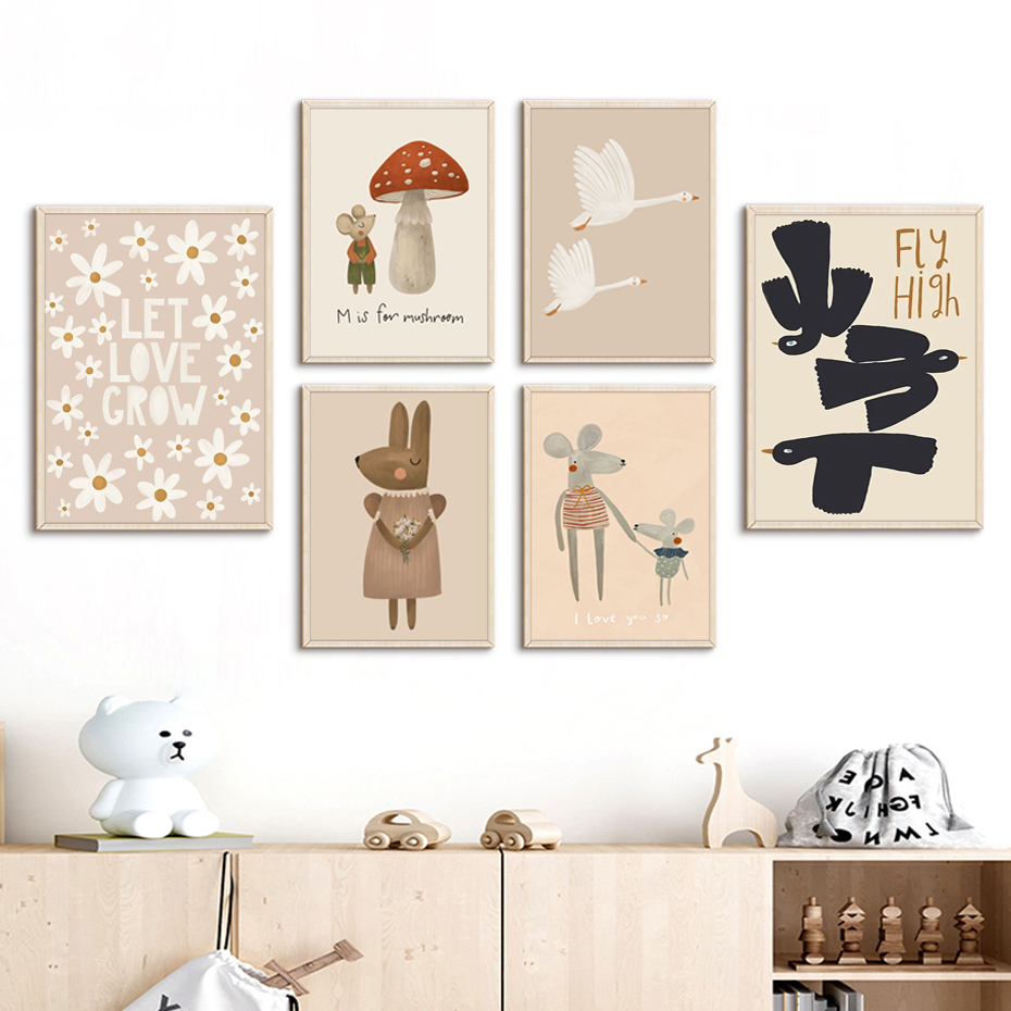 Boho Cartoon Rabbit Mouse Goos - đánh giá và giá Baby Nursery Frames