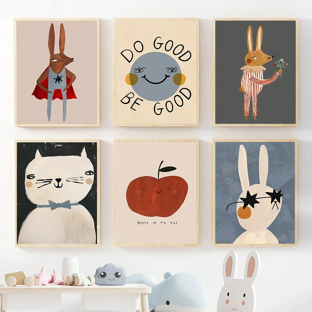(No frame)Funny Cartoon Rabbit - đánh giá và giá Baby Nursery Frames