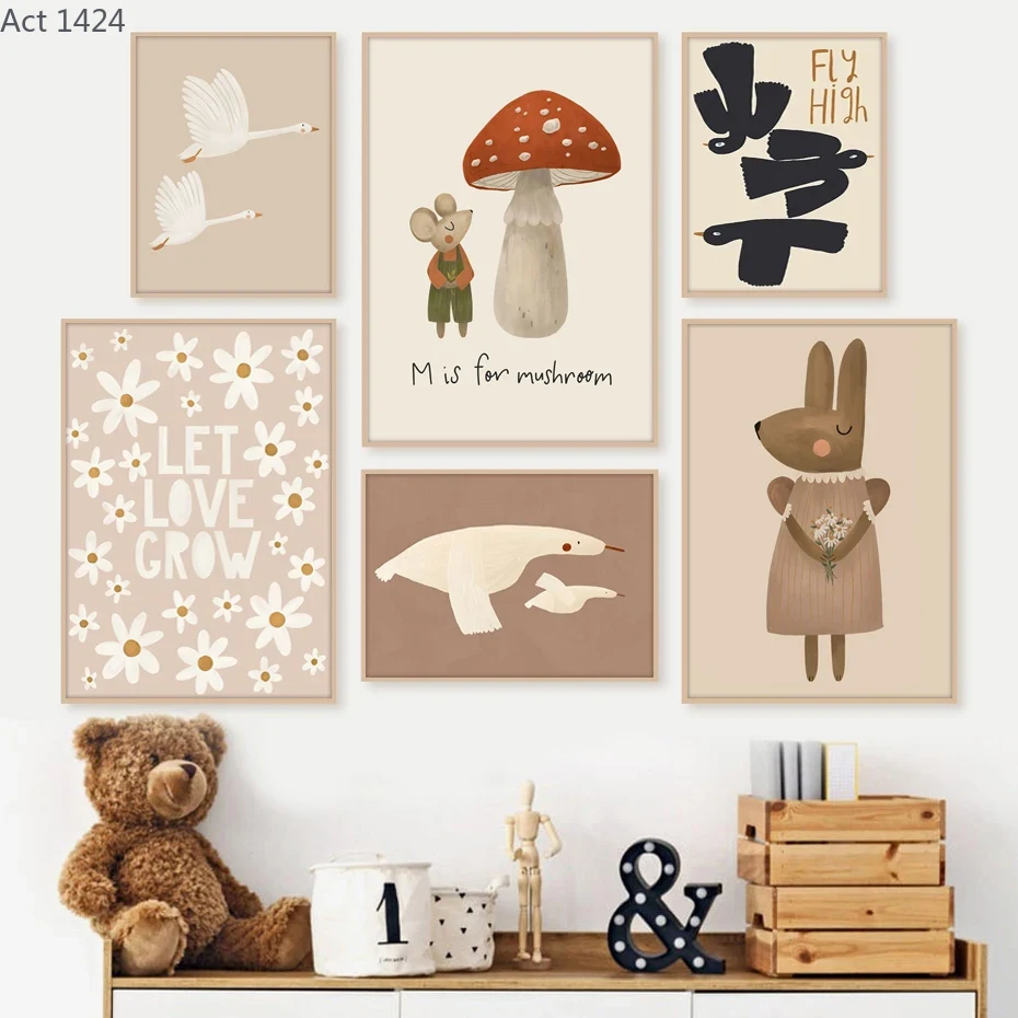 Boho Cartoon Rabbit Mouse Goos - đánh giá và giá Baby Nursery Frames
